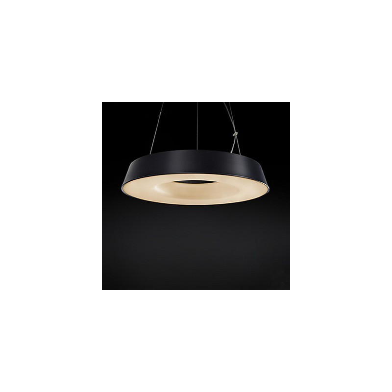 Lampada a sospensione 5 luci in metallo nero con paralume acrilico bianco, moderna