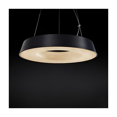 Lampada a sospensione 5 luci in metallo nero con paralume acrilico bianco, moderna