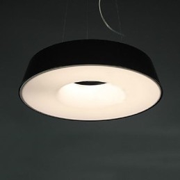 Lampada a sospensione 5 luci in metallo nero con paralume acrilico bianco, moderna