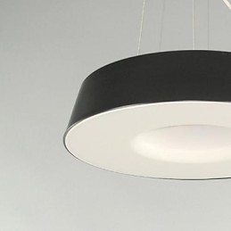 Lampada a sospensione 5 luci in metallo nero con paralume acrilico bianco, moderna