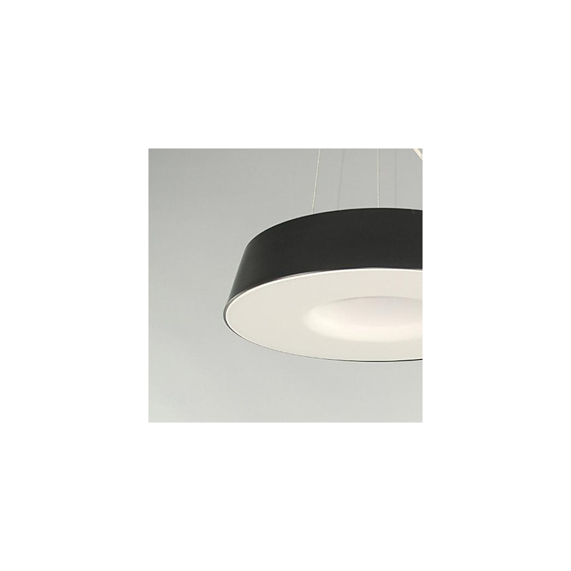 Lampada a sospensione 5 luci in metallo nero con paralume acrilico bianco, moderna