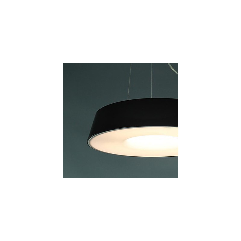 Lampada a sospensione 5 luci in metallo nero con paralume acrilico bianco, moderna