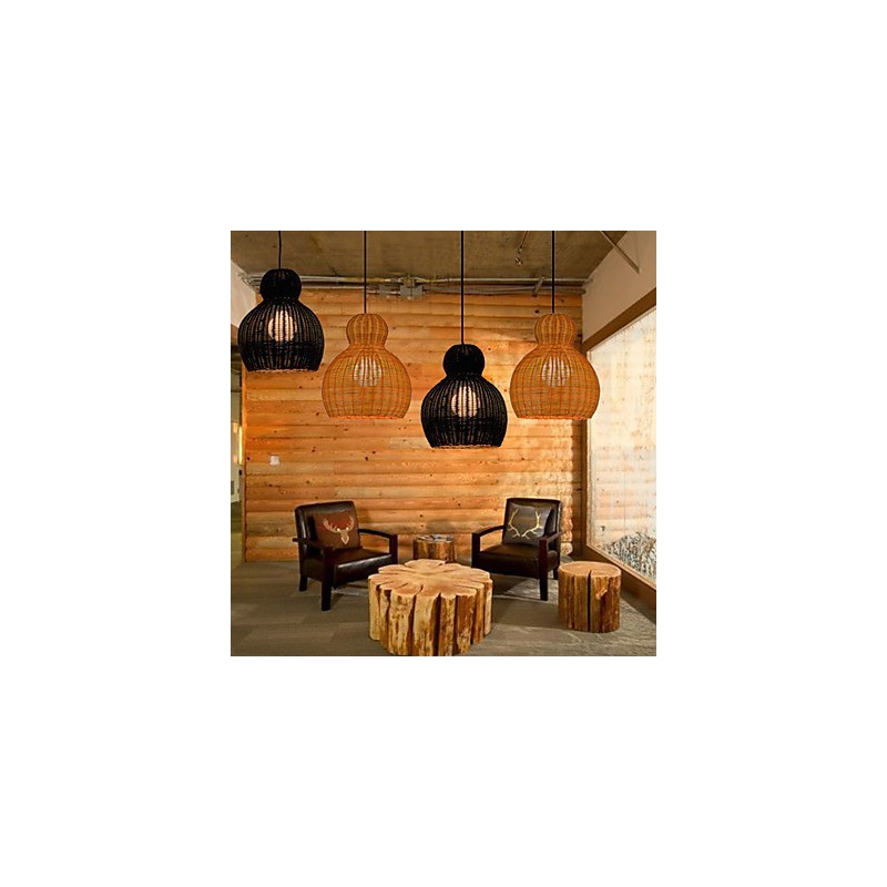 Lampadario a sospensione in rattan di giacinto