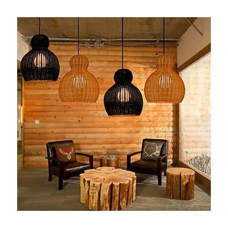 Lampadario a sospensione in rattan di giacinto