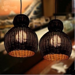 Lampadario a sospensione in rattan di giacinto