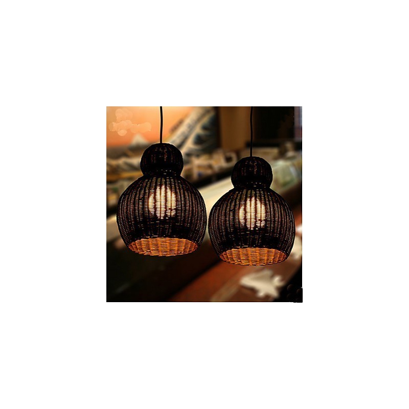Lampadario a sospensione in rattan di giacinto