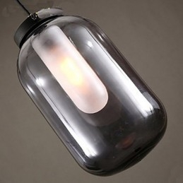 Lampada a sospensione moderna in vetro grigio