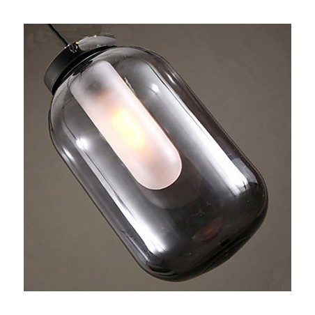 Lampada a sospensione moderna in vetro grigio