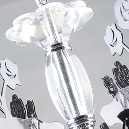 Lampadario contemporaneo in metallo nero con cristalli trasparenti