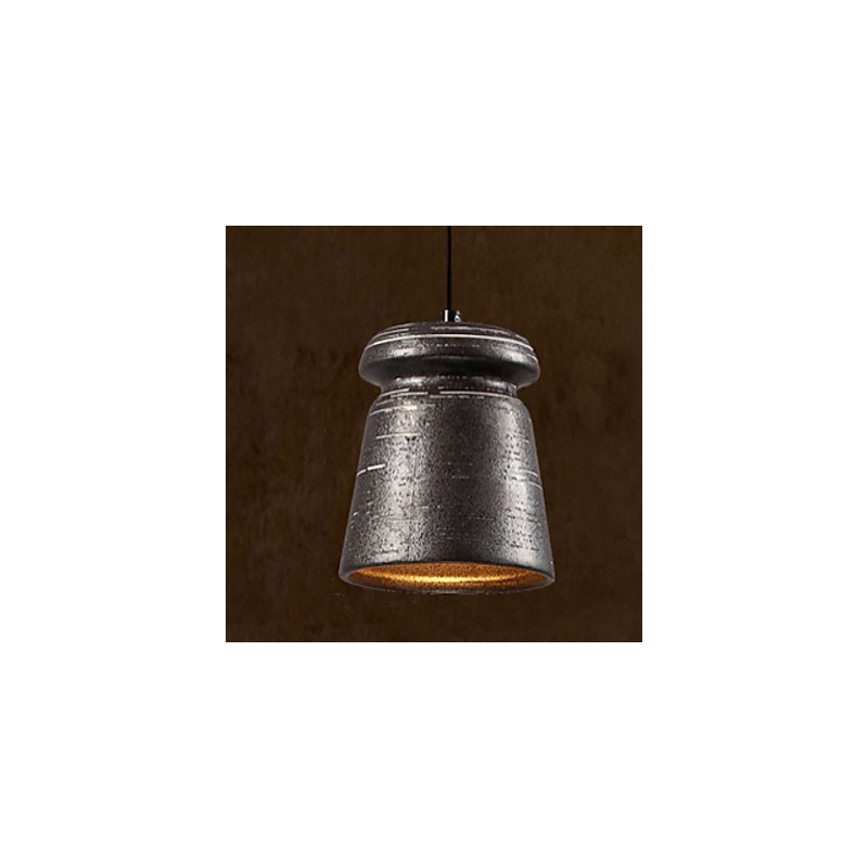 Lampada a sospensione retrò in ceramica gialla e marrone