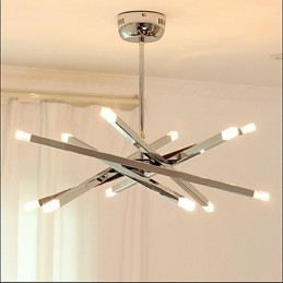 Lampadario design moderno mini a 12 luci argento con paralumi bianchi