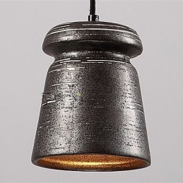 Lampada a sospensione retrò in ceramica gialla e marrone