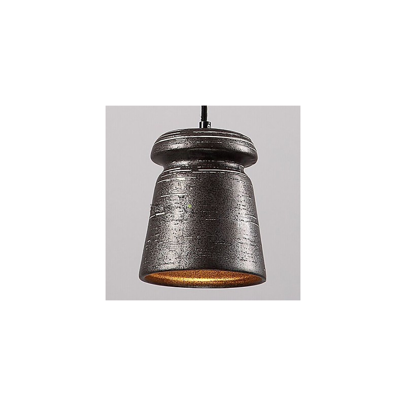 Lampada a sospensione retrò in ceramica gialla e marrone