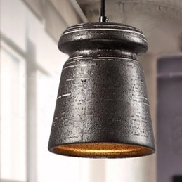 Lampada a sospensione retrò in ceramica gialla e marrone