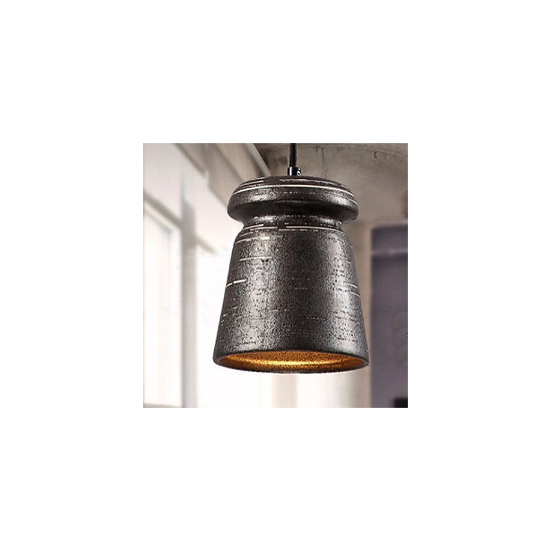 Lampada a sospensione retrò in ceramica gialla e marrone