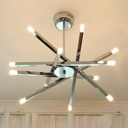 Lampadario design moderno mini a 12 luci argento con paralumi bianchi