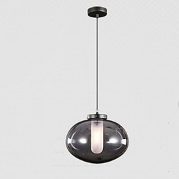 Lampada a sospensione moderna in vetro grigio