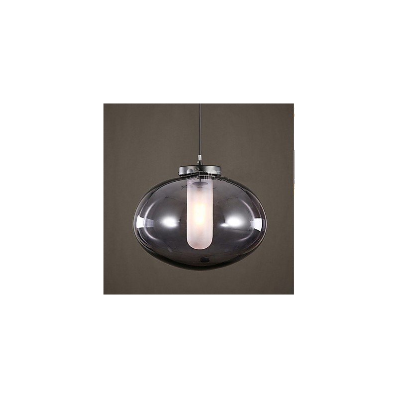 Lampada a sospensione moderna in vetro grigio