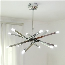 Lampadario design moderno mini a 12 luci argento con paralumi bianchi