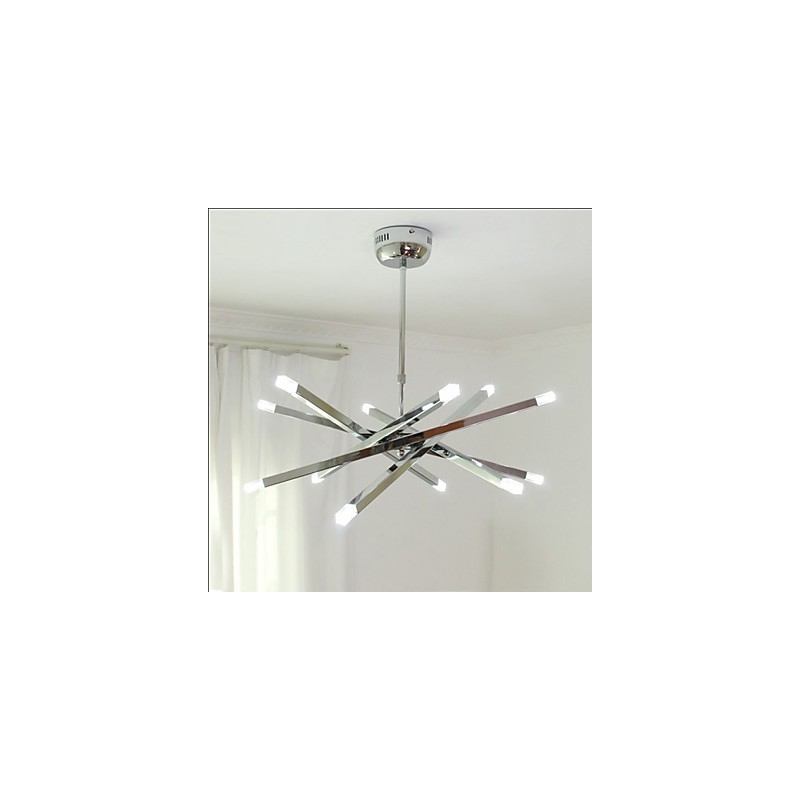 Lampadario design moderno mini a 12 luci argento con paralumi bianchi