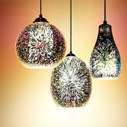 Lampada a sospensione in vetro creativa 3D argento