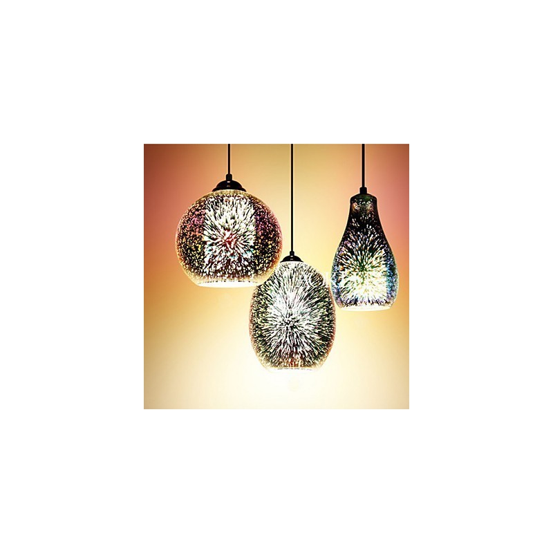 Lampada a sospensione in vetro creativa 3D argento