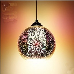 Lampada a sospensione in vetro creativa 3D argento