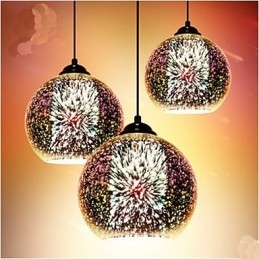 Lampada a sospensione in vetro creativa 3D argento
