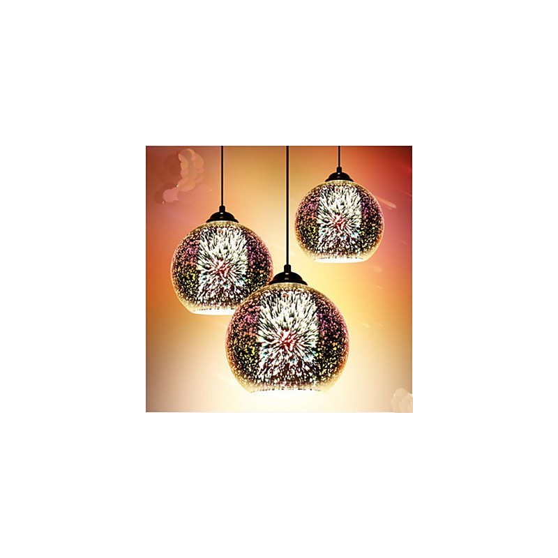Lampada a sospensione in vetro creativa 3D argento