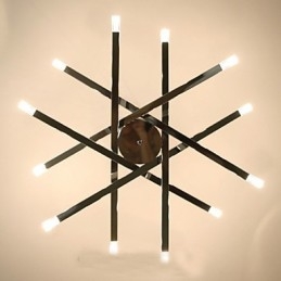 Lampadario design moderno mini a 12 luci argento con paralumi bianchi