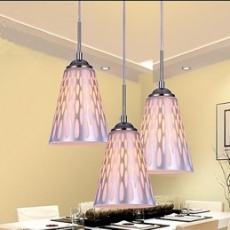 Lampada a sospensione semplice in vetro bianco e metallo argento, 3 luci E26/E27