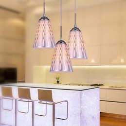 Lampada a sospensione semplice in vetro bianco e metallo argento, 3 luci E26/E27
