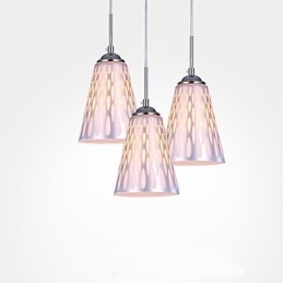 Lampada a sospensione semplice in vetro bianco e metallo argento, 3 luci E26/E27