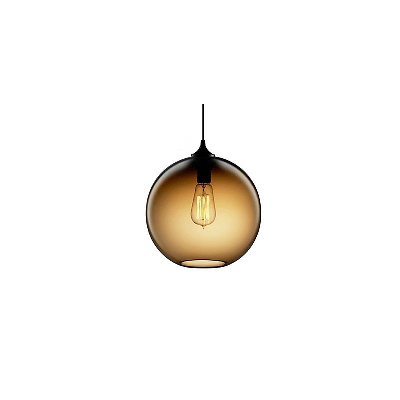 Lampada a sospensione moderna in vetro marrone con design a bolle rotonde