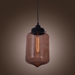 Lampada a sospensione in vetro trasparente a bottiglia, 1 lampadina E26/E27, 70 W