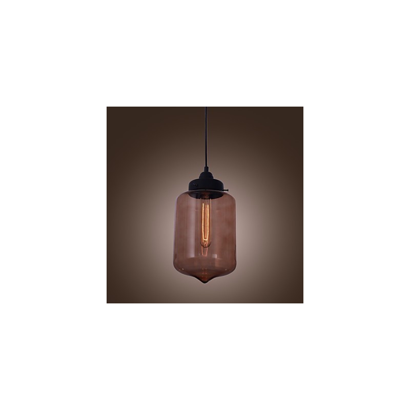 Lampada a sospensione in vetro trasparente a bottiglia, 1 lampadina E26/E27, 70 W