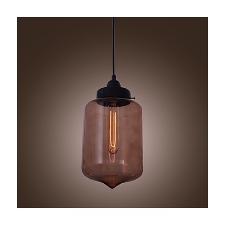Lampada a sospensione in vetro trasparente a bottiglia, 1 lampadina E26/E27, 70 W