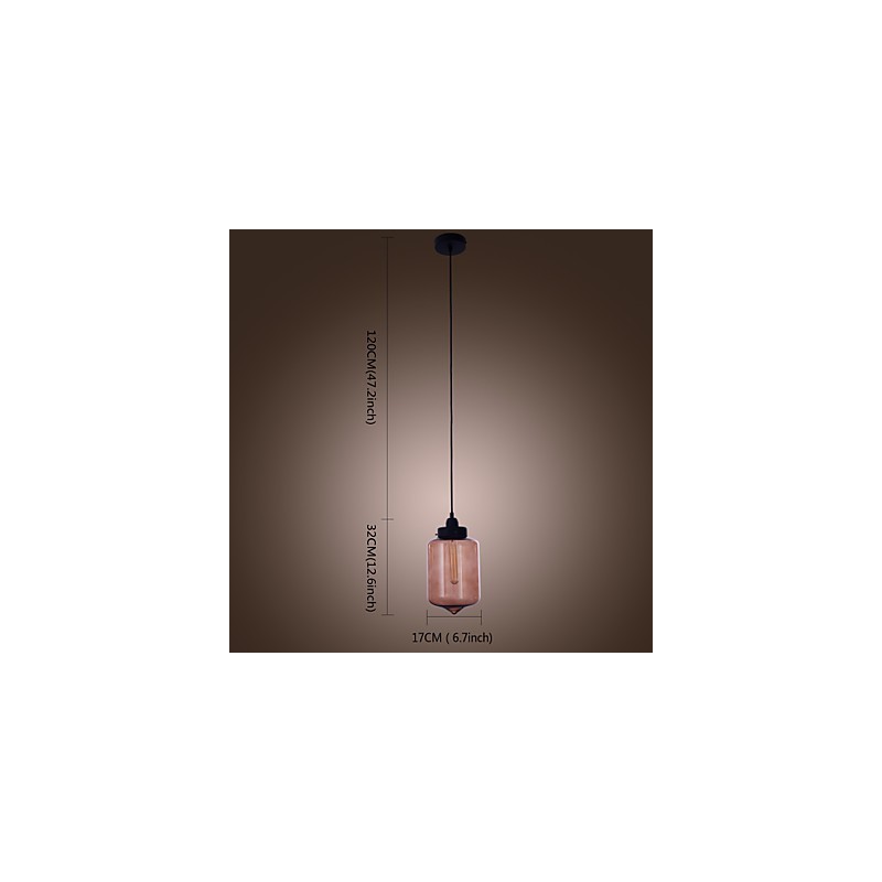 Lampada a sospensione in vetro trasparente a bottiglia, 1 lampadina E26/E27, 70 W