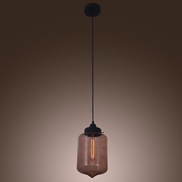 Lampada a sospensione in vetro trasparente a bottiglia, 1 lampadina E26/E27, 70 W