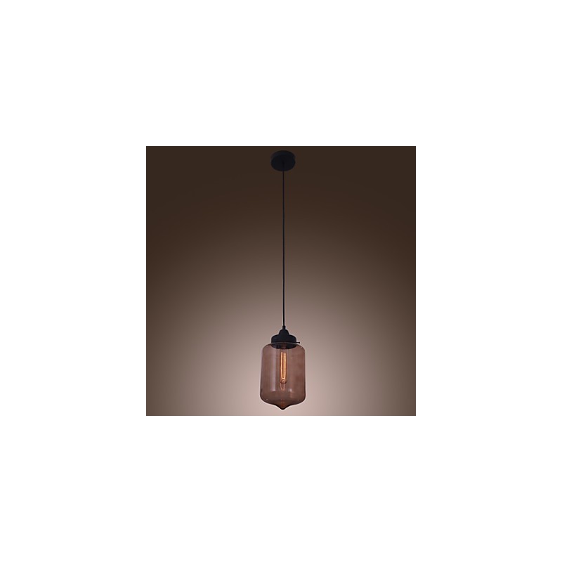 Lampada a sospensione in vetro trasparente a bottiglia, 1 lampadina E26/E27, 70 W