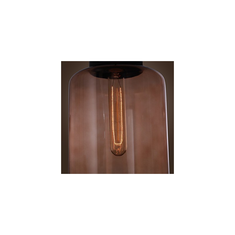 Lampada a sospensione in vetro trasparente a bottiglia, 1 lampadina E26/E27, 70 W