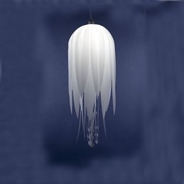 Lampada a sospensione moderna minimalista bianca 1 luce metallo e PVC