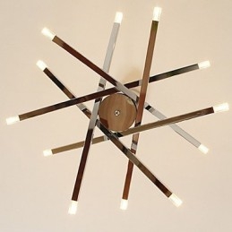 Lampadario design moderno mini a 12 luci argento con paralumi bianchi