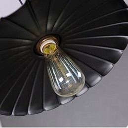 Lampada a sospensione a goccia con foglia di loto in metallo nero