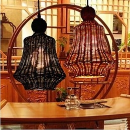 Lampadario a sospensione in giacinto d'acqua rattan