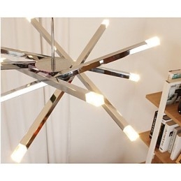 Lampadario design moderno mini a 12 luci argento con paralumi bianchi