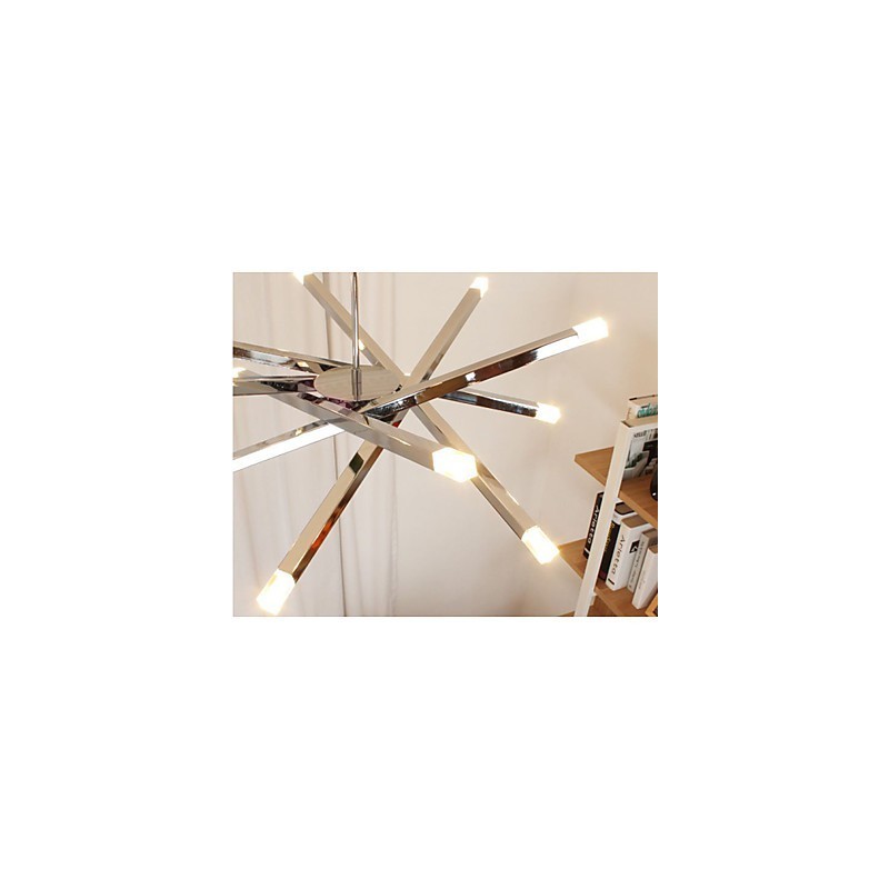 Lampadario design moderno mini a 12 luci argento con paralumi bianchi