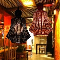 Lampadario a sospensione in giacinto d'acqua rattan