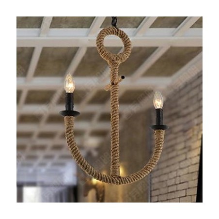 Lampada a sospensione country nera a 3 luci con catena regolabile