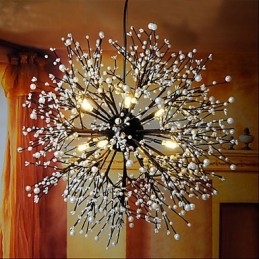 Lampadario LED industriale a stella, nero, 60 cm, 8 lampadine G4 incluse